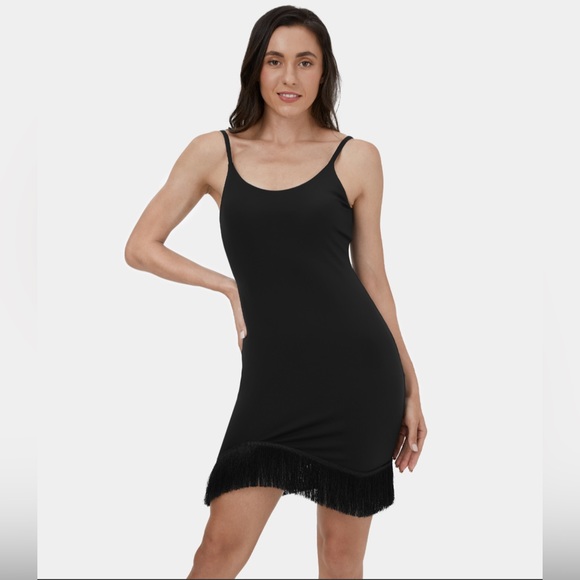 Halara Black Cloudful Air Fabric Fringe Dress - Picture 2 of 6